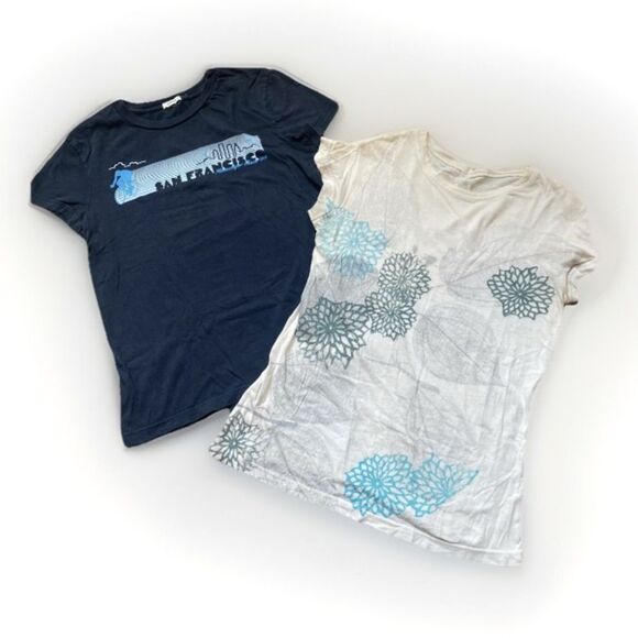 (2) Y2K O’NEILL OLD NAVY Vintage Baby Tees S Graphic T-Shirt Floral Fitted Tee - Picture 2 of 16